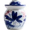 Fermentation Crock Jar Classical Painted Ink Style Lotus Pickle Jar, Chinese Traditional Water Seal Kimchi Jar With Cover, Pickled Cabbage, Radish, Kombuch (Color : Blue+white, Size : 4kg) view 1