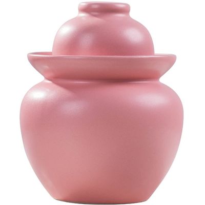 Fermenting Jars Water Seal Household Multi-capacity Options Pickle Jar, Double Lid Water Seal Kimchi Jar, Chinese Style Thickened Ceramics Grain Storage Barrel (Color : Pink, Size : 1.5kg)
