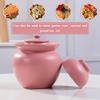 Fermenting Jars Water Seal Household Multi-capacity Options Pickle Jar, Double Lid Water Seal Kimchi Jar, Chinese Style Thickened Ceramics Grain Storage Barrel (Color : Pink, Size : 1.5kg) view 3