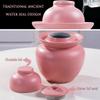 Fermenting Jars Water Seal Household Multi-capacity Options Pickle Jar, Double Lid Water Seal Kimchi Jar, Chinese Style Thickened Ceramics Grain Storage Barrel (Color : Pink, Size : 1.5kg) view 4