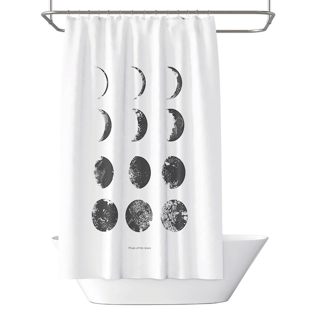 Feilx Shower Curtain Liner  Lunar Eclipse Pattern Curtain for Bathroom Moon Scene Shower Curtain Polyester Fiber Bath Curtain with Hooks Nordic (Size : 150X180cm)