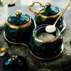 Green Storage Box Ceramics Spice Jar Household Kitchen Set Condiment Bottles Oil Salt Spice Jar Kitchen Spice Tools view 4