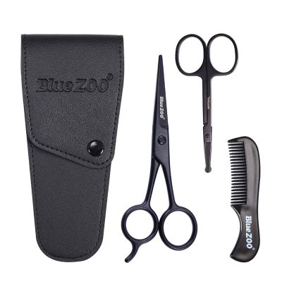 Black Head Remover Beard Mustache Scissors And Comb Set Kit For Men Care (3 Pieces Kit) Nail Cleaning Kit for Men