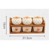Kitchen Supplies Ceramic Seasoning Kit Seasoning Box with Wooden Tray Salt Chili Storage Jar view 2