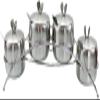 Stainless Steel Seasoning Box Set Seasoning Jar Stainless Steel Seasoning Rack with Seasoning Box and Lid 4-piece Set view 1