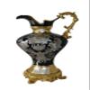 Black and Silver Rounded Hydria Resin Vase Size: 11" x 8" x 18"H view 1