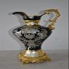 Black and Silver Rounded Hydria Resin Vase Size: 11" x 8" x 18"H view 2