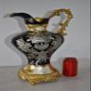 Black and Silver Rounded Hydria Resin Vase Size: 11" x 8" x 18"H view 3