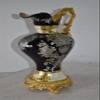 Black and Silver Rounded Hydria Resin Vase Size: 11" x 8" x 18"H view 4