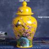 BNNP Vases for Centerpieces Hand Painted Yellow Powder Enamel Celestial Vases Flower Receptacle Crafts Ginger Jars (Color : A) view 2
