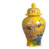 BNNP Vases for Centerpieces Hand Painted Yellow Powder Enamel Celestial Vases Flower Receptacle Crafts Ginger Jars (Color : A) view 4