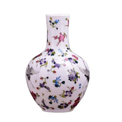BNNP Vases for Centerpieces Luminous Ceramic Vase with Flowers and Crane Patterns Ceramic Table Vase Porcelain Decorative Vase (Color : 1)