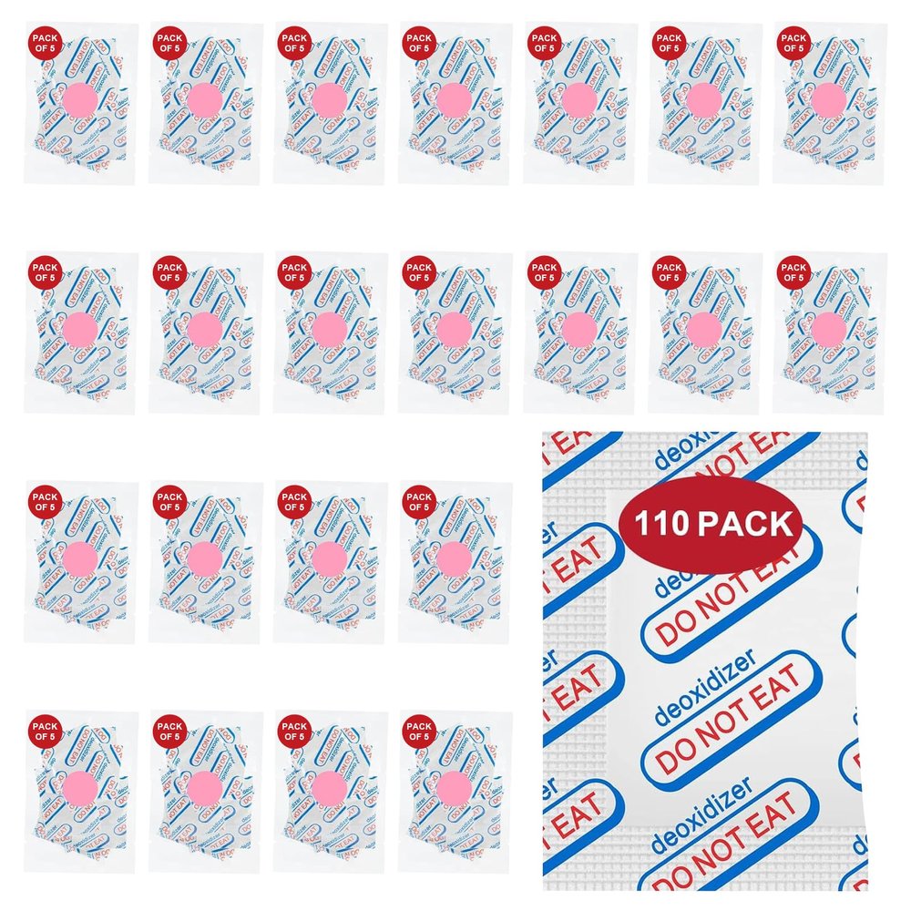 LinsKind 110 Packs 700CC Food Grade Oxygen Absorbers 5 Packs in Individual Vacuum Bag, 22x Packs of 5), Oxygen Absorbers For Long Term Food Storage, with Oxygen Indicator, for Mylar Bags, Mason Jars