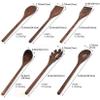 6 PCS Black Walnut Kitchen Utensils Set for Cooking, Natural Wooden Cooking Utensils,Wood Slotted Spoon Spatula Turner Set for Nonstick Cookware Pasta Fork Spaghetti Server Soup Ladle,A view 2
