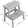 FALIYORS Portable Step Stool Two-Step Stool, Wooden Two Step Children's Stool with Handles/Wooden Step Stool for Kids and Adults, Home and Office, Ages 3+ - 16.5X13.8X13.8Inches (Color : Gr view 3