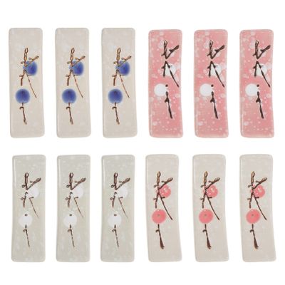 Alipis Japanese Style Chopstick and Spoon Rest Set - 12 Pack Ceramic Chopstick Holder for Dining Table Kitchen Utensil Organizer