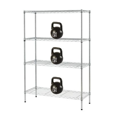 4 shelf Storage Rack, 36"W x 14"D x 55"H Storage Shelves Adjustable NSF Certified Metal garage storage shelves 1000Lbs Capacity Wire Shelving Heavy Duty for Kitchen Shop Wire Rack Shelving , Chrome