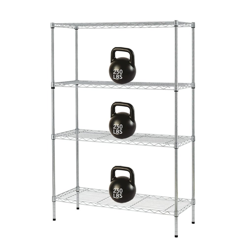 4 shelf Storage Rack, 36"W x 14"D x 55"H Storage Shelves Adjustable NSF Certified Metal garage storage shelves 1000Lbs Capacity Wire Shelving Heavy Duty for Kitchen Shop Wire Rack Shelving , Chrome