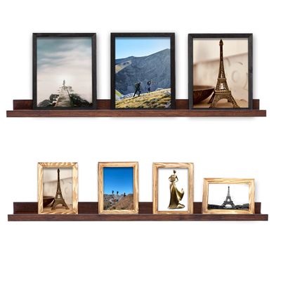 AZSKY 48 Inch Long Floating Shelves for Wall Large Picture Ledge Walnut Photo Ledge Wall Shelf Bookshelf for Home Decor Bathroom Kitchen Spice Rack Gallery Kids Book