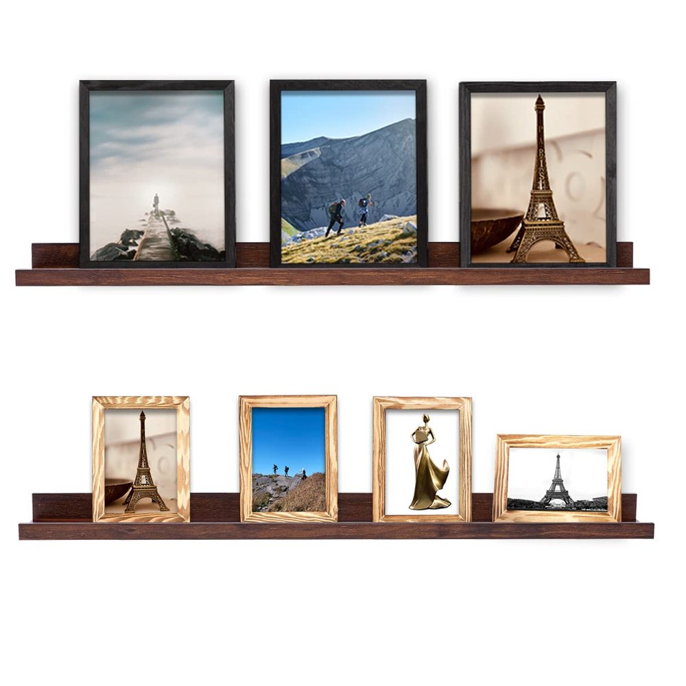 AZSKY 48 Inch Long Floating Shelves for Wall Large Picture Ledge Walnut Photo Ledge Wall Shelf Bookshelf for Home Decor Bathroom Kitchen Spice Rack Gallery Kids Book