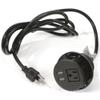 UrbanPro Office Plastic and Rubber Wire Power Grommet, Black Finish, with USB Ports, U.S. 3-Pin Plug, 6.5 ft Power Cord, ETL Certified, Desk Cable Management for Chargers and Lighting view 1