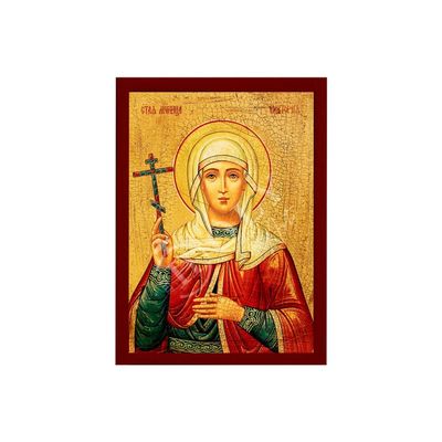 Saint Victoria icon, Handmade Greek Orthodox icon St Victoria, Byzantine Art wall Hanging on Wood Plaque icon, Religious Decor 7x10cm