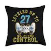 27th Birthday Gamer Leveled Up To 27 Years Gaming Controller Throw Pillow view 1