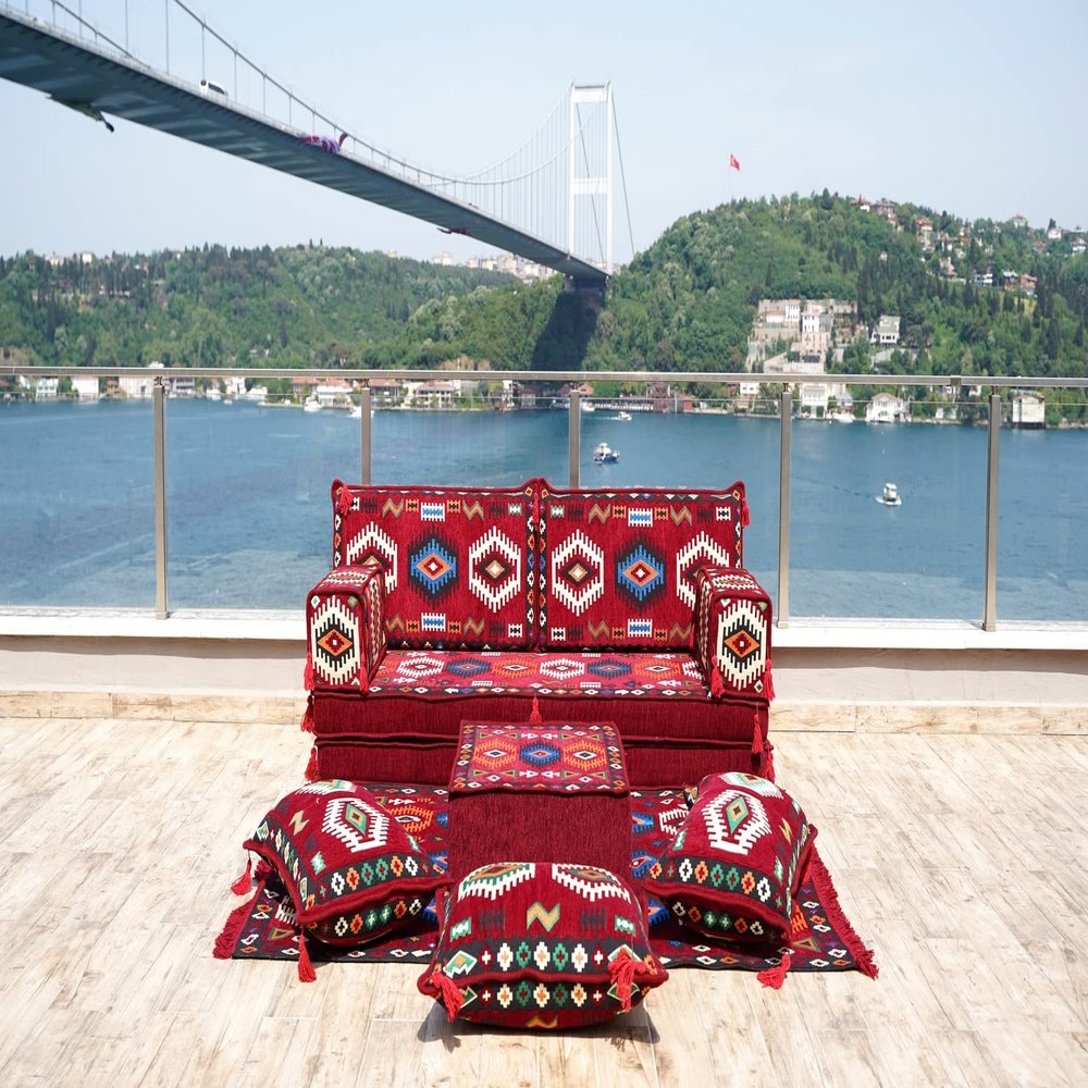 Arabic Floor Seating, Floor Pillows, Oriental Floor Couch, Custom Sofa Cover, Arabic Furniture, Arabic Majlis, Arabic Jalsah, Loveseat, Sofa Covers (Sofa Full Set, 8'' Thickness (20 cm))