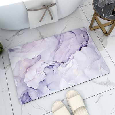Braiton Nordic Style Bathroom Floor Rugs Super Absorbent Floor Mat Non Slip Soft Quick Dry Bath Mat Rug Rubber Diatom Mud Shower Carpet for Kitchens Living Rooms Bedrooms,Purple,80X120CM