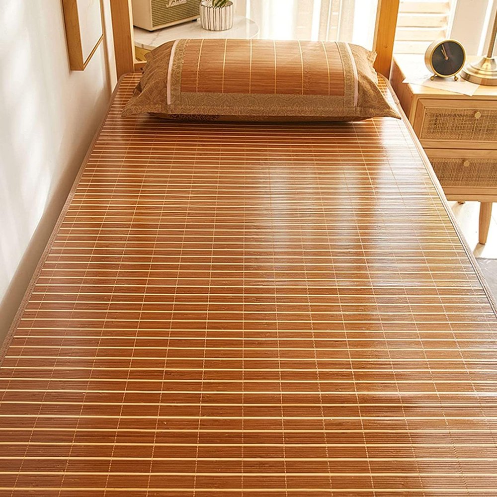 AYHOME Summer Sleeping Pad, Foldable Carbonized Bamboo Pad Smooth Double Sided Air Conditioning Pad, Suitable for Home School Dormitory Single Bed Cool Pad, Suitable for Summer Sleeping Pad Cool Pad