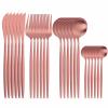 Silverware Flatware Cutlery Set, 24 Pieces Silverware Dinnerware Set Fork Spoons Knives Cutlery Stainless Steel Cutlery Set Tableware Spoons Set (Color : Pink silver 24pcs) view 3