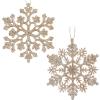 30PCS Christmas Glitter Snowflake Ornaments Plastic Snowflakes Ornaments-Xmas Tree Decorations,4.7-inch (Champagne Gold) view 1