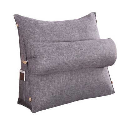 Bed Wedge Pillow for Sleeping After Surgery Back Cushion for Couch Lumbar for Adult with Adjustable Neck Support Bolster Pillows Triangular Backrest Pillow ( Color : Gray-02 , Size : 60 x 20 x 50 cm )
