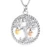 SHEIL Tree of Life Stainless Steel Cremation Jewelry, Family Tree with Mini Heart Charms Human Ashes Urn Necklace Keepsake view 1