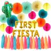 First Fiesta Birthday Decorations/Mexican 1st Birthday Party Decorations Gold First Fiesta Balloons for Mexican Taco Bout Uno Cinco De Mayo Party Decor view 1