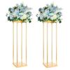 2pcs Centerpieces Wedding Gold Vases for Tables Geometric Metal Flower Display Stand, 31.5 Inch Tall High Floor Vase Column Flower Holder for Wedding Party Event Aisle Table Christmas Decorations view 1