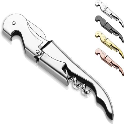 Bottle Opener,Bottle Opener Wine Key Wine Opener with Foil Cutter, Stainless Steel Classic All in one Double Hinged Waiter Corkscrew for Beer Bar Restaurant Waiters, Set for 1 (Silver)