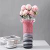 TOMYEUS Home vase Glass Vase Modern Pink Wave Lace Painted Decorative Vases 13.7 Inch Large Desktop Decor Flower Vase Decorative Vase (Size : A) view 3