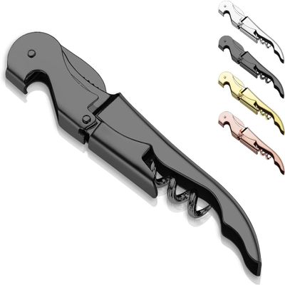 Bottle Opener,Bottle Opener Wine Key Wine Opener with Foil Cutter, Stainless Steel Classic All in one Double Hinged Waiter Corkscrew for Beer Bar Restaurant Waiters, Set for 1 (Silver)