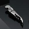 Bottle Opener,Bottle Opener Wine Key Wine Opener with Foil Cutter, Stainless Steel Classic All in one Double Hinged Waiter Corkscrew for Beer Bar Restaurant Waiters, Set for 1 (Silver) view 2