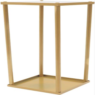 YIYIBYUS 2Pcs Gold Wedding Flower Stand,Metal Floor Stand Iron Flower Stand Column Cube Wedding Decorations Rack Gold