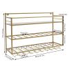 3-Tier Wall Mount Wine Rack with Glass Holders, Industrial Metal Hanging Wine Bottle Rack, Heavy Duty Wall Wine Floating Shelves for Home Bar, Kitchen, Dining Room, Gift view 2