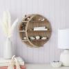 Farmlyn Creek Wooden Crescent Moon Shelf - Rock Shelf & Wall Holder for Stones - Essential Oil Display & Crystal Organizer - Free-Standing Rack - Rustic Brown, 12 x 12 x 3 in view 2