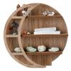 Farmlyn Creek Wooden Crescent Moon Shelf - Rock Shelf & Wall Holder for Stones - Essential Oil Display & Crystal Organizer - Free-Standing Rack - Rustic Brown, 12 x 12 x 3 in view 4