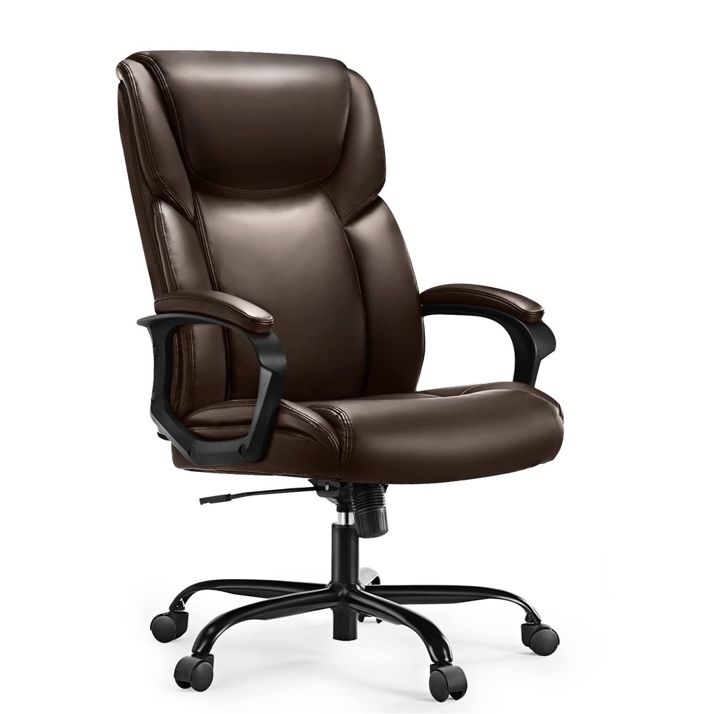 OLIXIS Desk Ergonomic Home Executive Office Chair, High Back & Lumbar Support Adjustable Height 360 Degree Swivel-Brown, 25.59D x 28.93W x 43.89H Inch