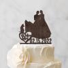 Lesbian Bride And Bride Cake Toppers for Wedding Mrs Same Sex Couple Topper Two Brides Silhouette Wedding Cake Topper with Pit Bull Dog And Doberman Custom LGBTQ Engagement Cake Toppers Wood view 3