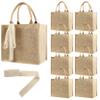 8 Pcs Burlap Tote Bags Bulk, Reusable Jute Tote Bag with 10Yd Ribbon Blank Burlap Gift Bag with Handle Waterproof Beach Tote Bag for Shopping Bridesmaid Gifts Bags 12.2''x10.6''x6.3'' view 1