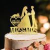 Bride Two Girl Silhouette Wedding Cake Topper with French Bulldog And Poodle Dog Lesbian Bride And Bride Cake Toppers Mrs & Mrs Cake Topper for Wedding LGBT Custom Toppers with Dog Acrylic Gold