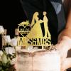 Bride Two Girl Silhouette Wedding Cake Topper with French Bulldog And Poodle Dog Lesbian Bride And Bride Cake Toppers Mrs & Mrs Cake Topper for Wedding LGBT Custom Toppers with Dog Acrylic Gold view 2