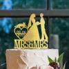 Bride Two Girl Silhouette Wedding Cake Topper with French Bulldog And Poodle Dog Lesbian Bride And Bride Cake Toppers Mrs & Mrs Cake Topper for Wedding LGBT Custom Toppers with Dog Acrylic Gold view 4